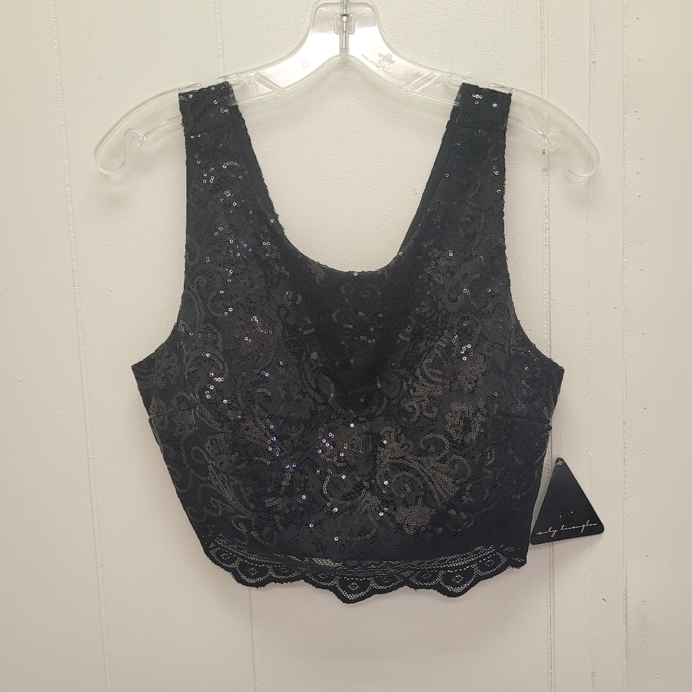 City Triangles Sequin Scallop Hem Crop Top.